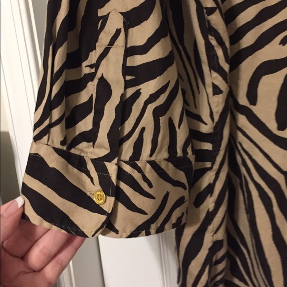 Chaps Leopard Print Button Down Top - Picture 4 of 6